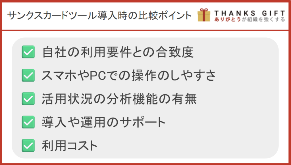 サンクスカードツール・アプリ導入時の比較ポイント